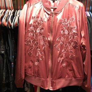 Pink Floral Bomber Jacket